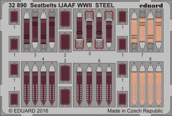 SET 1/32 Seatbelts IJAAF WWII STEEL Colour Photoetched