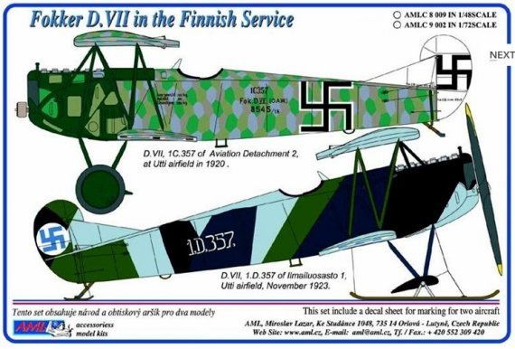 1/72 Masks for Fokker D.VII in the Finnish Service