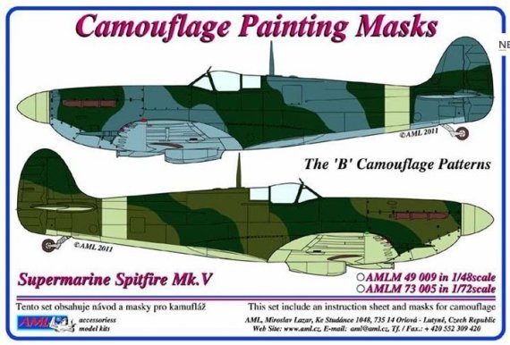1/72 Mask Canopy S.Spitfire Mk.V Camouflage 'B'