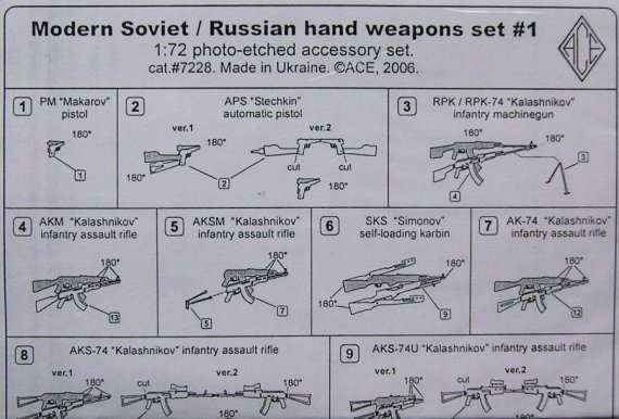1/72 Modern Soviet Hand Weapon Set No.1 (PE set)