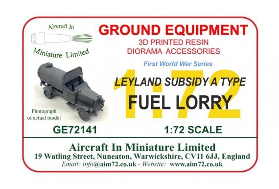 1/72 Leyland Subsidy A type fuel lorry circa 1916