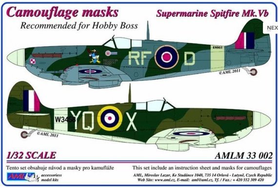 1/32 Mask Canopy S.Spitfire Mk.V Camouflage 'A'