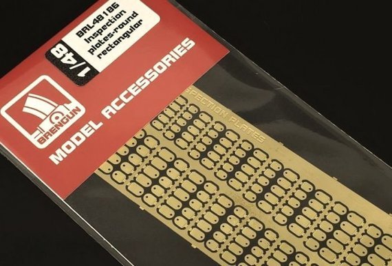 BRENGUN 1/48 Plaques d'inspection PE Rondes/Rectangulaires