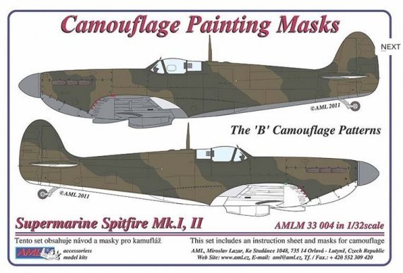 1/32 Mask Supermar.Spitfire Mk.I,II Camouflage 'B'