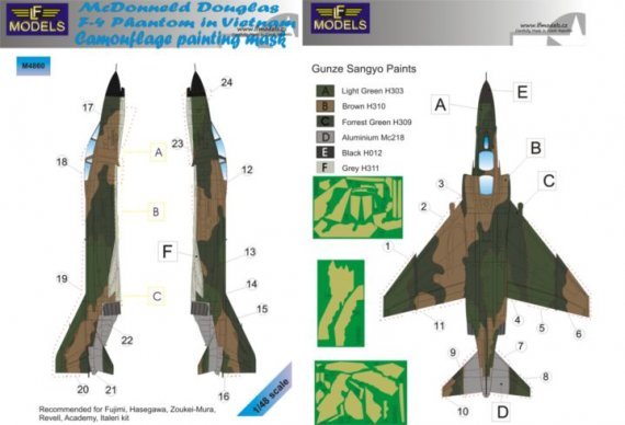 1/48 Mask F-4 Phantom in Vietnam Camoufl.painting