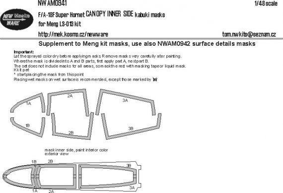 1/48 Mask F/A-18F Super Hornet CANOPY INNER SIDE