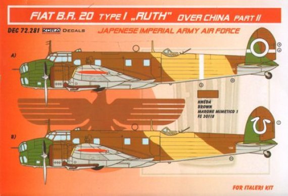 1/72 Decals Fiat BR.20 Type I (over China) Part II
