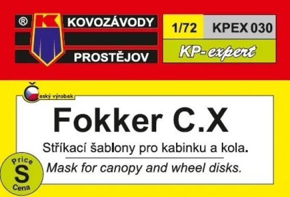 1/72 Canopy & wheel mask Fokker C.X