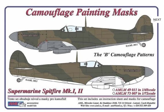 1/48 Mask Supermar.Spitfire Mk.I,II Camouflage 'B'
