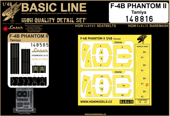 1/48 McDonnell F-4B Phantom II Basic LINE seatbelts & masks