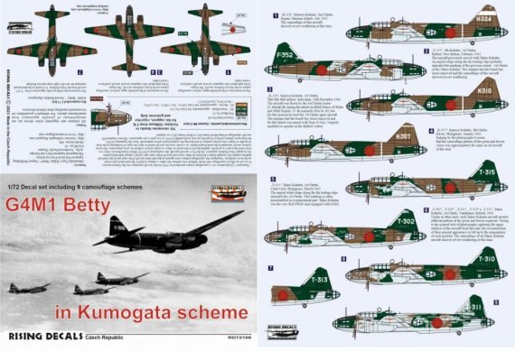 1/72 Decal G4M1 Betty in Kumogata scheme