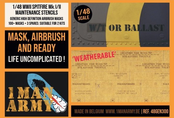 1/48 Supermarine Spitfire Mk.I/Mk.II Data Stencils Generic Set