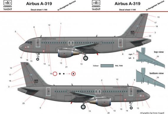 1/144 Decal Airbus A-319 in Hungarian AF Service