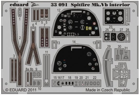 1/32 Supermarine Spitfire Mk.Vb interior (self adhesive) (Hobby