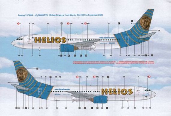 1/144 Decals Boeing 737-800 HELIOS (REV)
