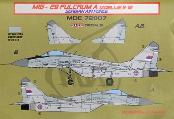 1/72 Decals MiG-29 Fulcrum 9-12 Serbian service