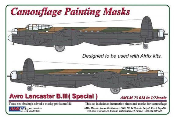 1/72 Avro Lancaster B.III camouflage pattern paint mask