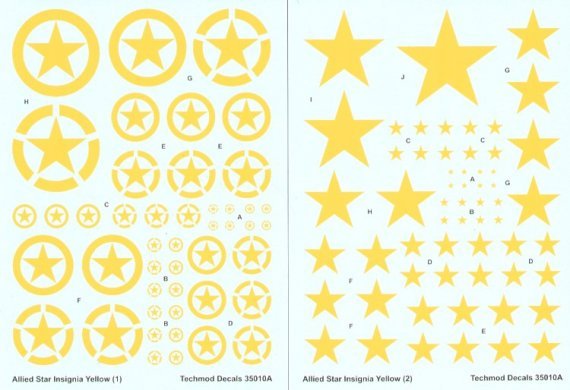 Techmod Allied Yellow Id Stars Decals 1/35