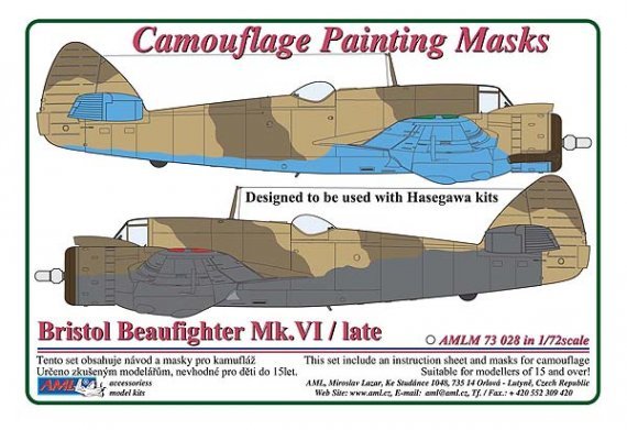 1/72 Bristol Beaufighter Mk.X camouflage pattern paint mask
