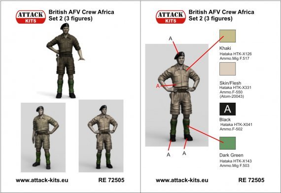 1/72 British Afv Crew Africa set No.2 3x fig shorts