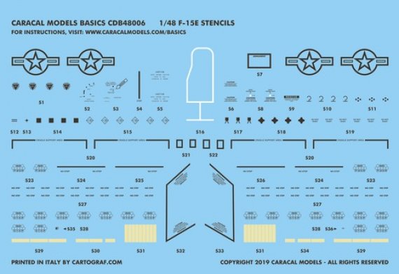 Caracal Models 1/48 F-15E Eagle Stencils & Insignes Nationaux