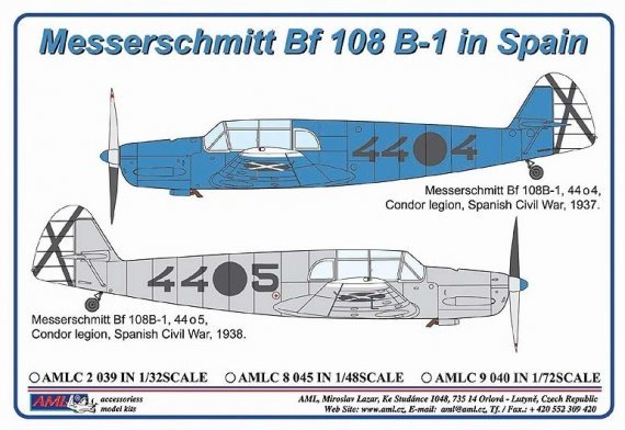 AML 1/48 Decals Messerschmitt Bf 108 Spain