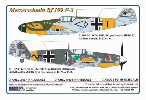 1/48 Masks for Bf 109 F-2 (incl. decals)