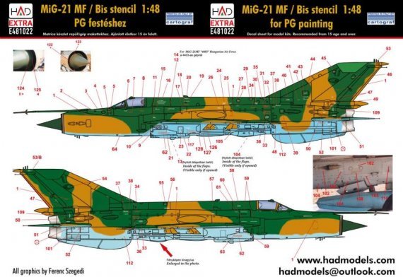 HAD 1/48 D�cals stencils hongrois MiG-21 MF/Bis