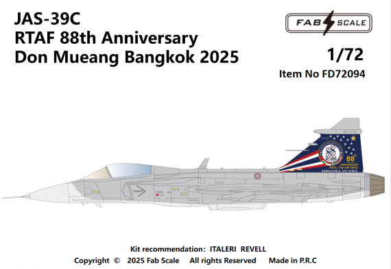 FabScale Studio Decalcomanie Saab JAS-39C RTAF 1/72