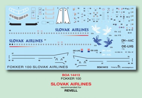 Boa Decals 1/144 Fokker 100 Slovak Airlines Revell