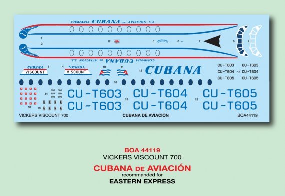 1/144 Vickers Viscount 700 Cubana De Aviacion CU-T603