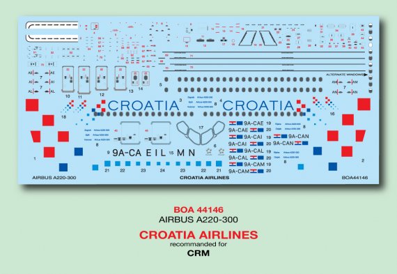 Boa Decals Airbus A220-300 Croatia Airlines 1/144