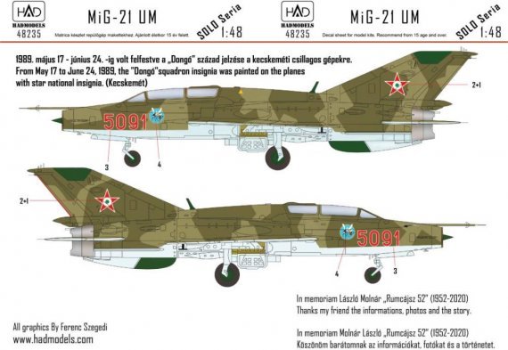 1/48 Decal MiG-21 UM HUNAF 5091 Dong Squadron