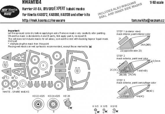 1/48 Mask Harrier AV-8A, GR1/GR3 EXPERT