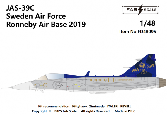 FabScale Saab JAS-39C Sweden Decals 1/48