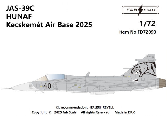 FabScale Studio Decalcomanie Saab JAS-39C 1/72
