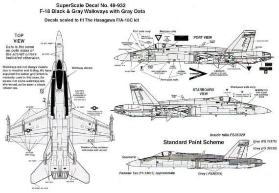 Microscale 1/48 F/A-18 D�calcomanies Passerelles Grises