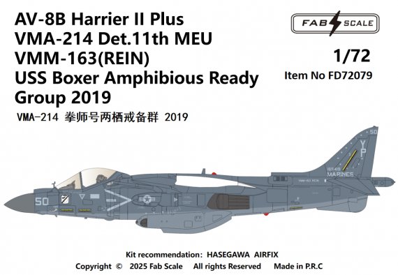 FabScale 1/72 AV-8B+ Harrier VMA-214 Det.11th MEU 2019