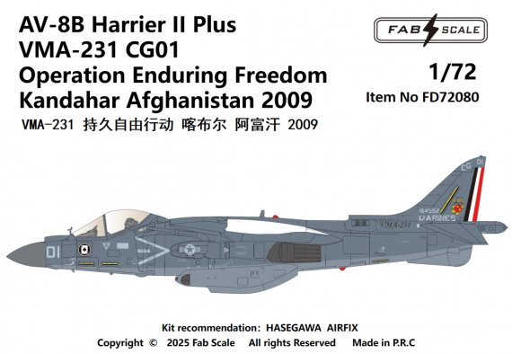 FabScale Studio AV-8B+ Harrier VMA-231 Afghanistan 2009 1/72