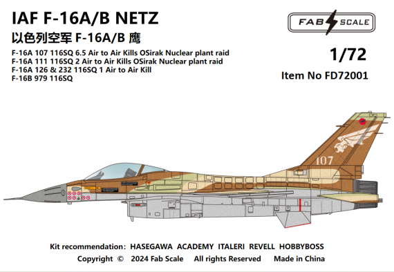 FabScale Studio Decals F-16A/F-16B Netz 1/72