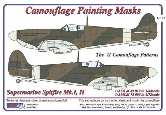 1/48 Mask Supermar.Spitfire Mk.I,II Camouflage 'A'