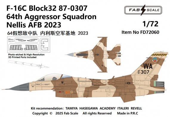 1/72 F-16C Block32 USAF 64th Aggressor Squadron