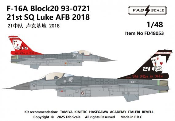1/48 General-Dynamics F-16A Block20 93-0721 21st Sq Luke Afb