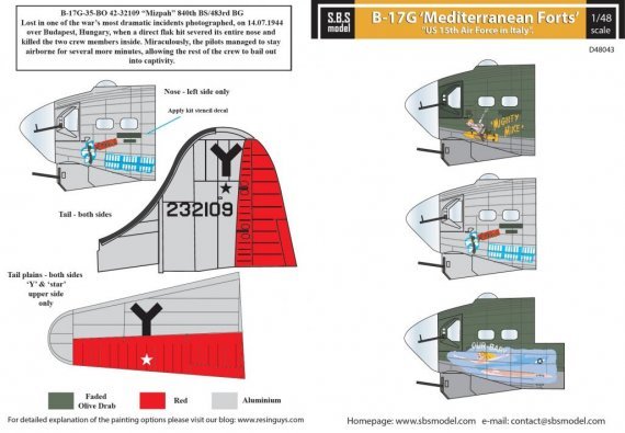 1/48 Boeing B-17G Flying Fortress Mediterranean Forts US 15th AF