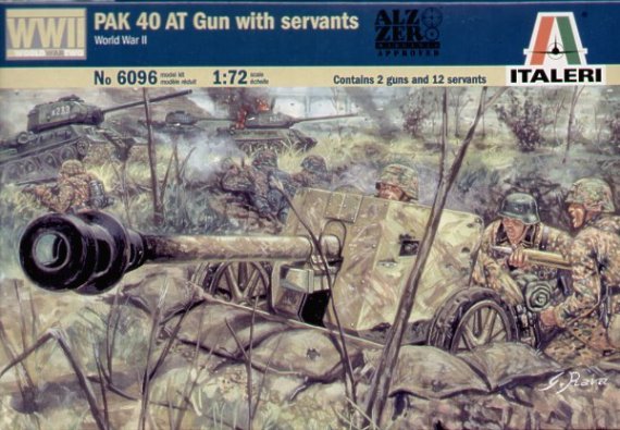1/72 2nd WW German PAK40 AT gun w/servant