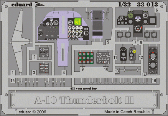 A-10 Thunderbolt II dashboard  1/32  (TRU)