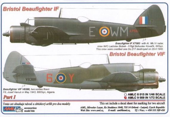 1/72 Bristol Beaufighter Mk.IF X7583 , with AI. Mk.IV radar