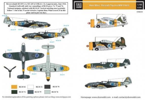 1/48 Decal Hans Wind Finlands Top Ace WWII