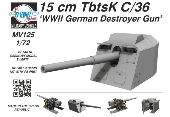 1/72 15 cm TbtsK C/36 German WWII Destroyer Gun