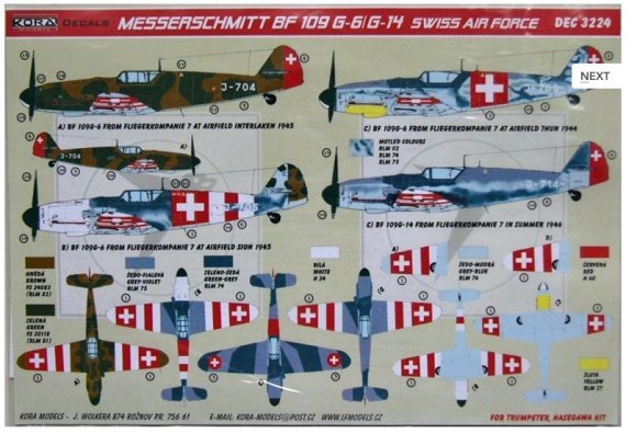 1/32 Decals Bf 109 G-6/G-14 (Swiss air Force)
